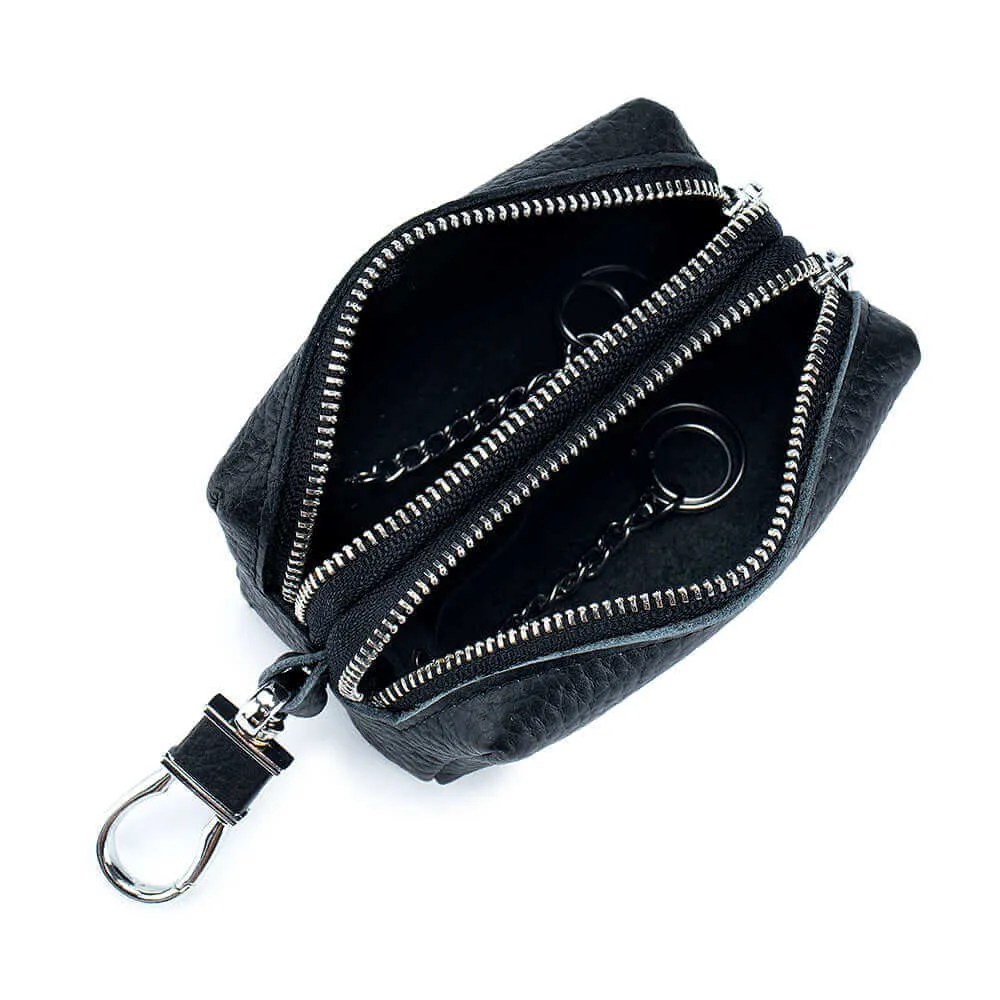 Multifunctional Leather Double Zipper Coin Wallet and Key Case