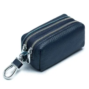 Multifunctional Leather Double Zipper Coin Wallet and Key Case