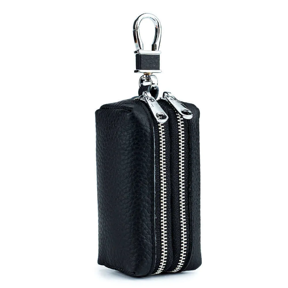 Multifunctional Leather Double Zipper Coin Wallet and Key Case