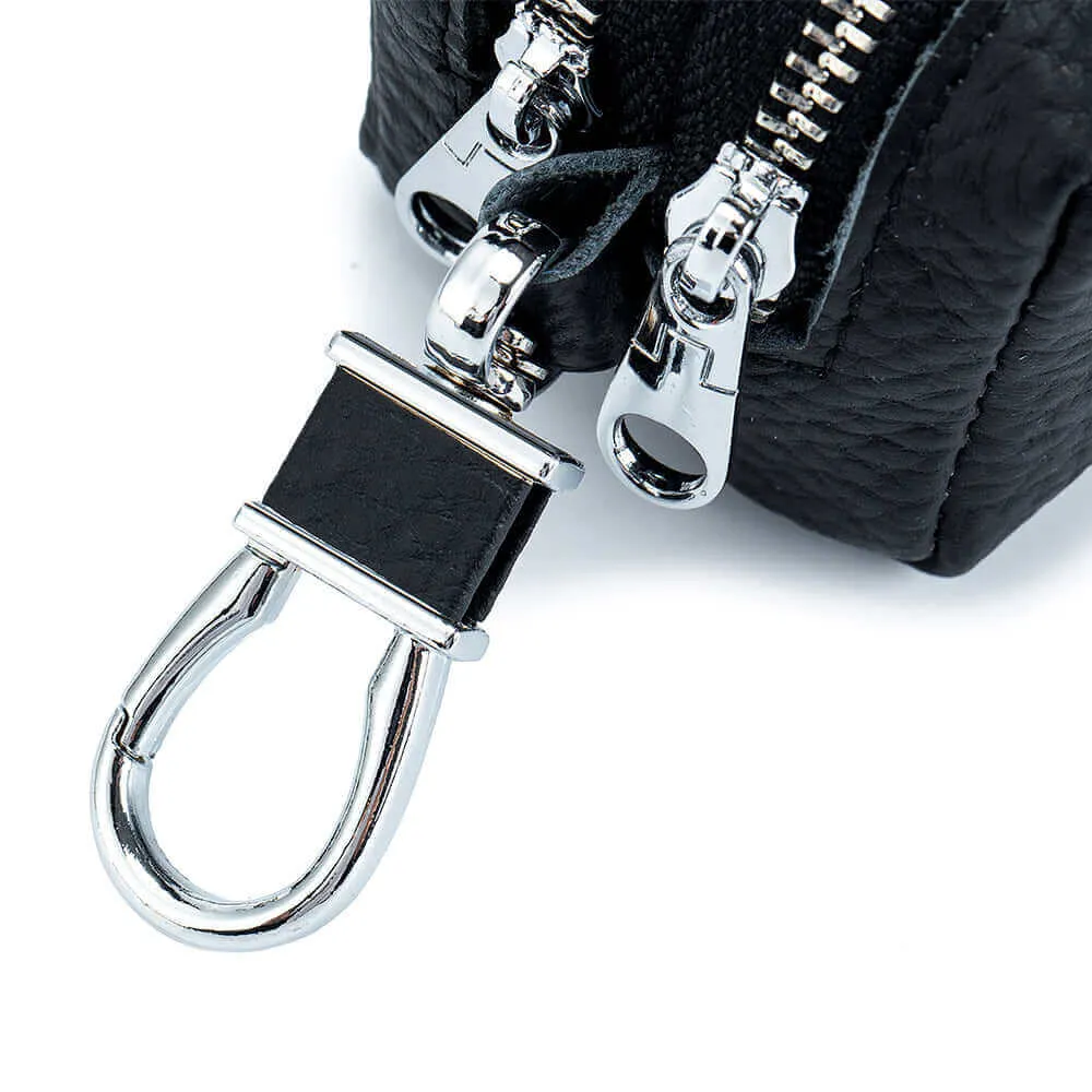 Multifunctional Leather Double Zipper Coin Wallet and Key Case