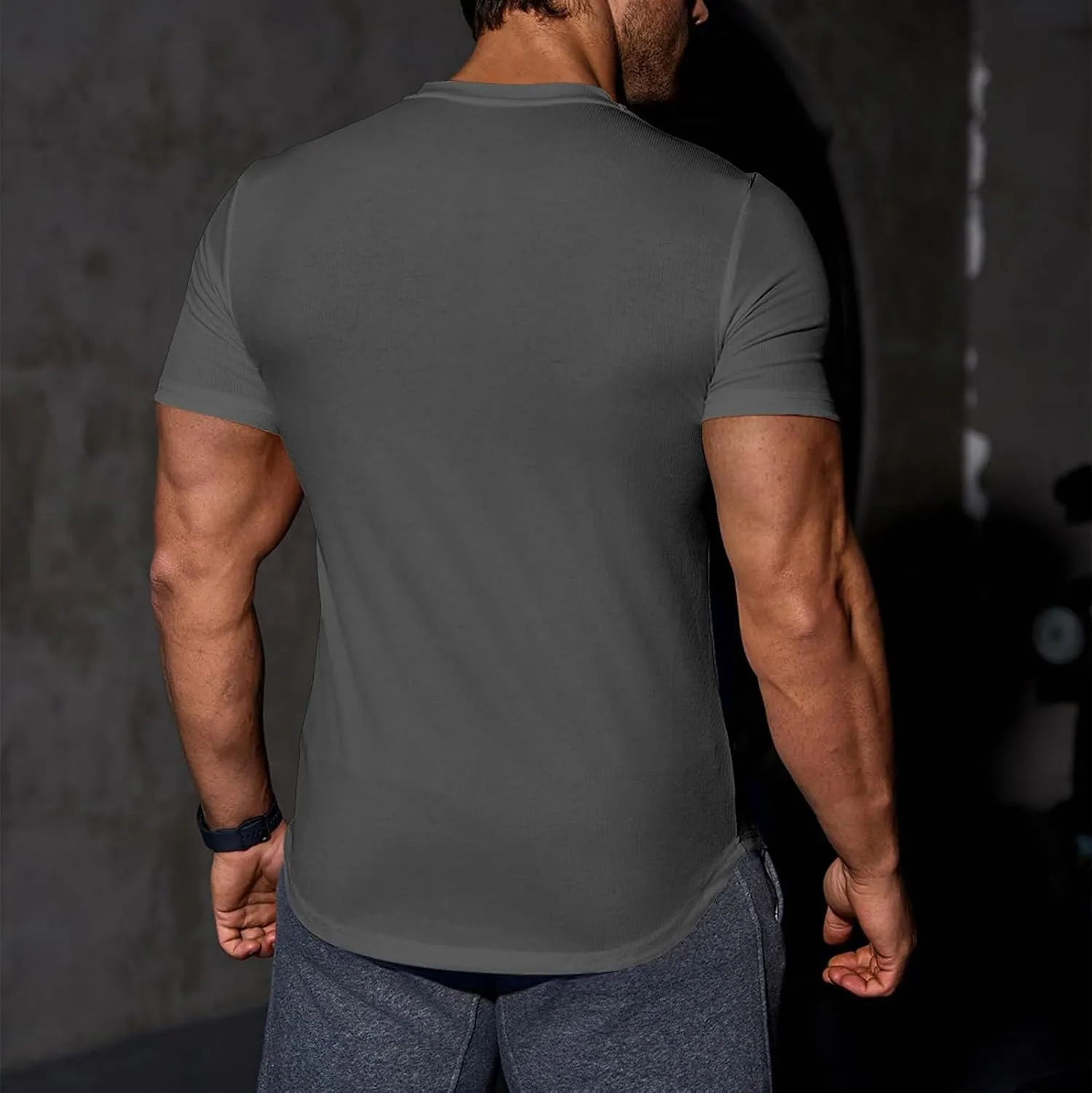 Muscle Tee Shirts for Men Summer Basic Short Sleeve Crew Neck Pullover Tops Casual Ribbed Workout Athletic Blouse