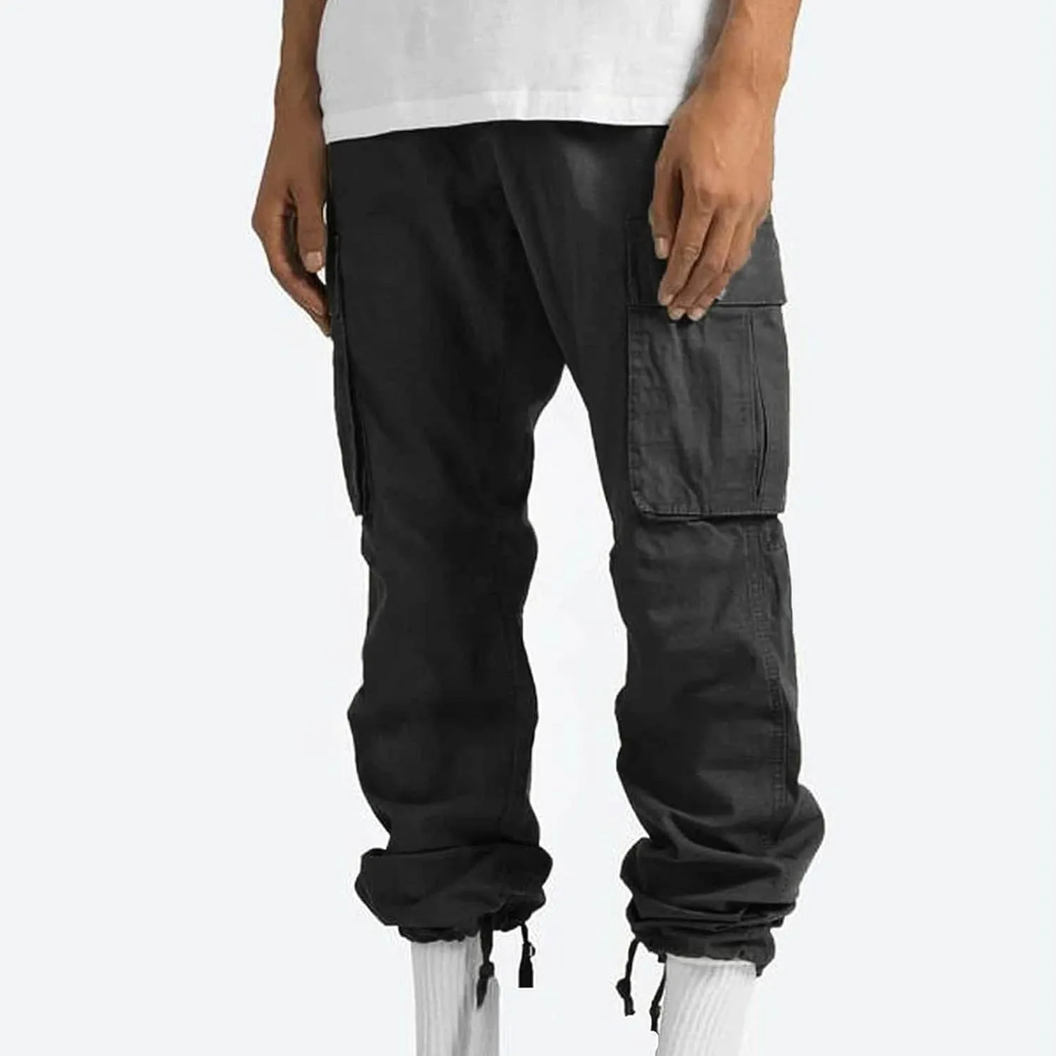 Muscularfit Mens Cotton Cargo Pants Casual Multi Pockets Solid Sweatpants Trouser Comfort Stretch Waist Outdoor Tactical Pant