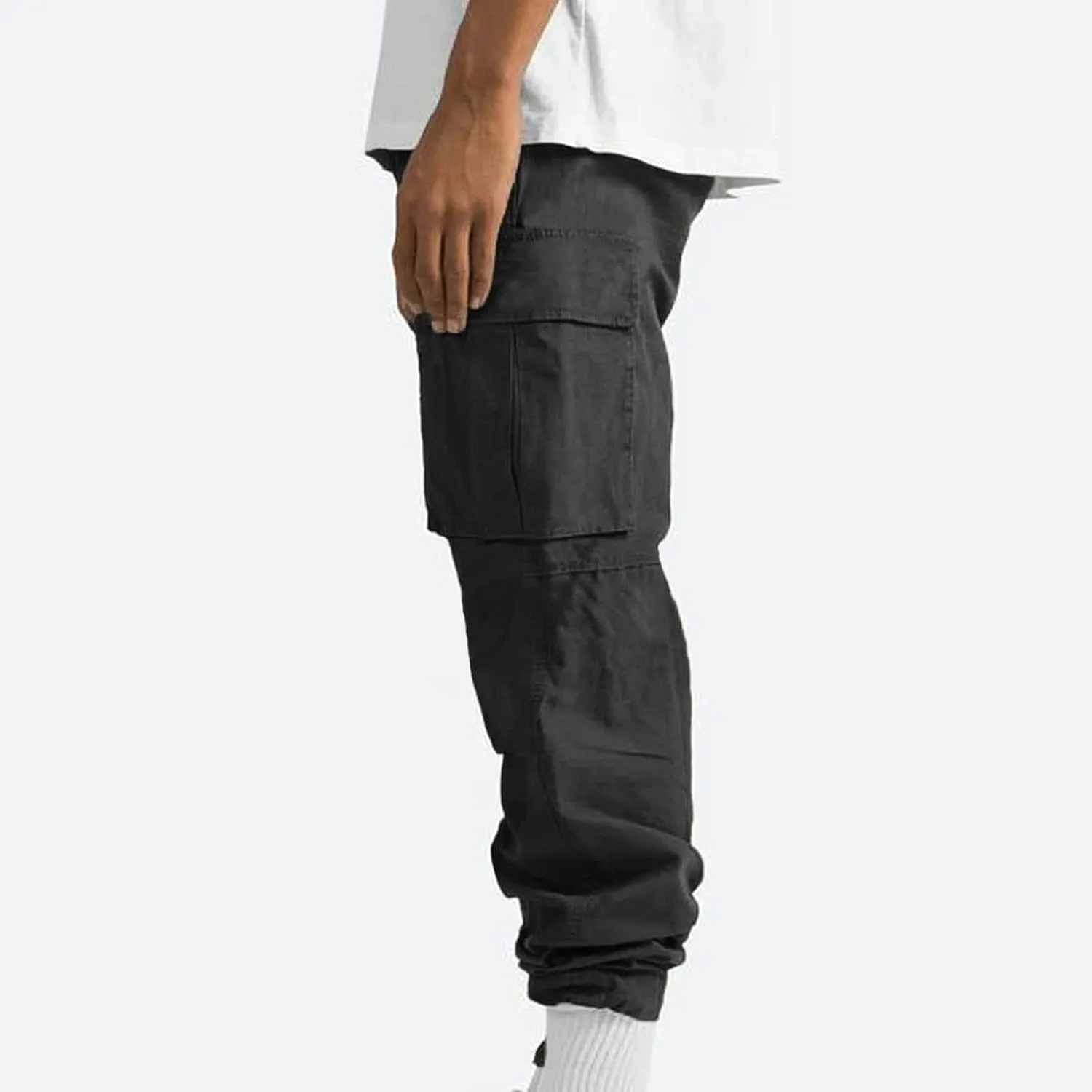 Muscularfit Mens Cotton Cargo Pants Casual Multi Pockets Solid Sweatpants Trouser Comfort Stretch Waist Outdoor Tactical Pant