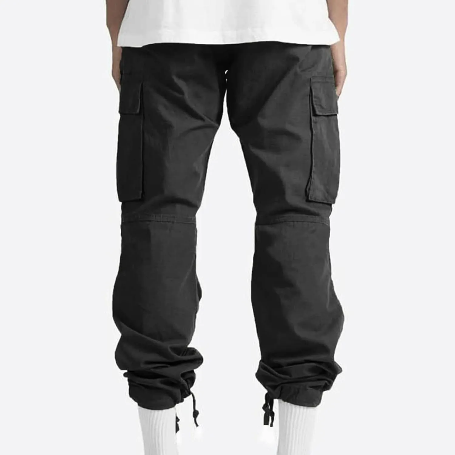 Muscularfit Mens Cotton Cargo Pants Casual Multi Pockets Solid Sweatpants Trouser Comfort Stretch Waist Outdoor Tactical Pant