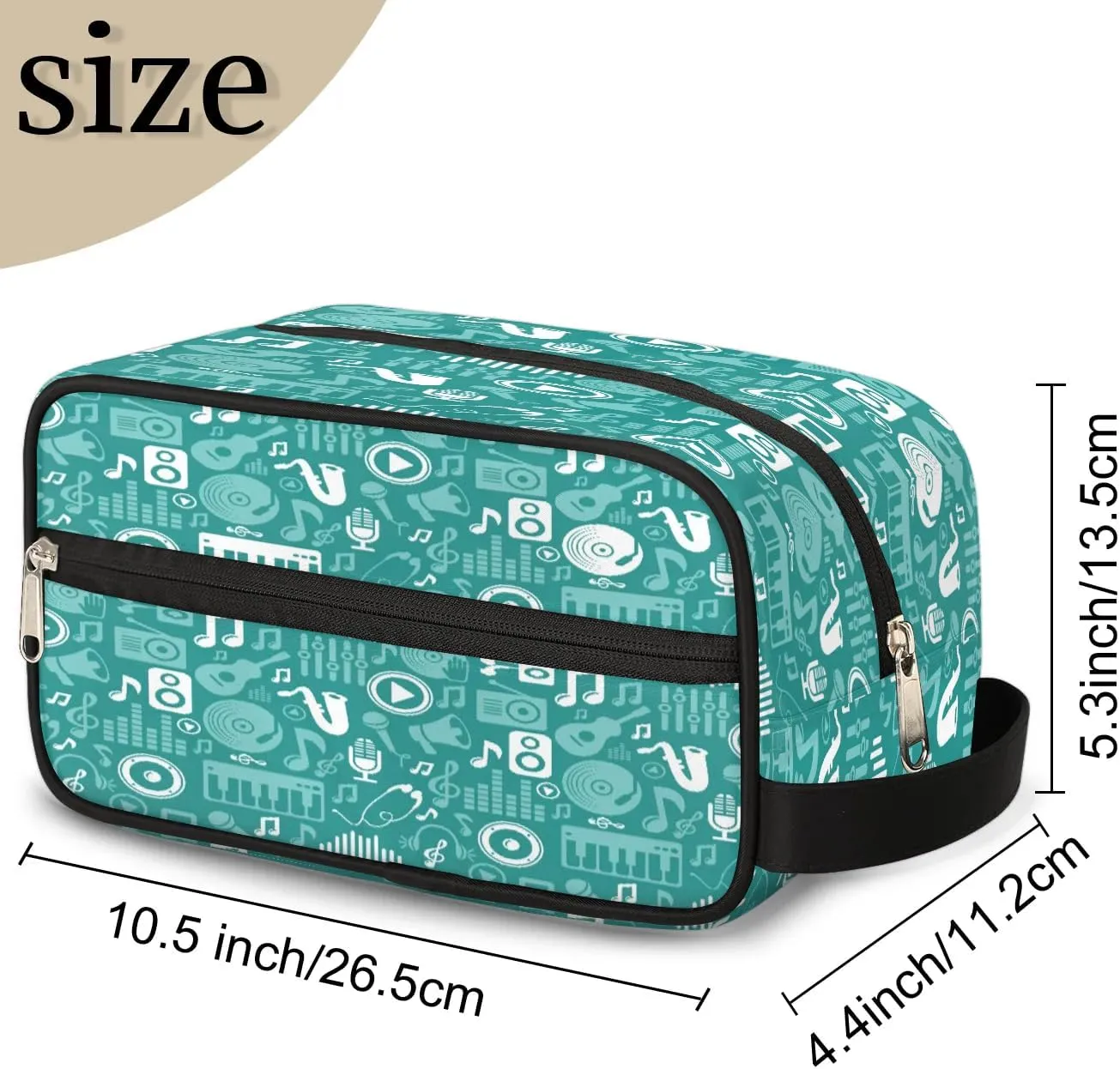 Music Notes Piano Travel Toiletry Bag for Women Men Small Cosmetic Makeup Organizer Water Resistant Shaving Bag Portable Make Up Bag Storage Bags with Handle