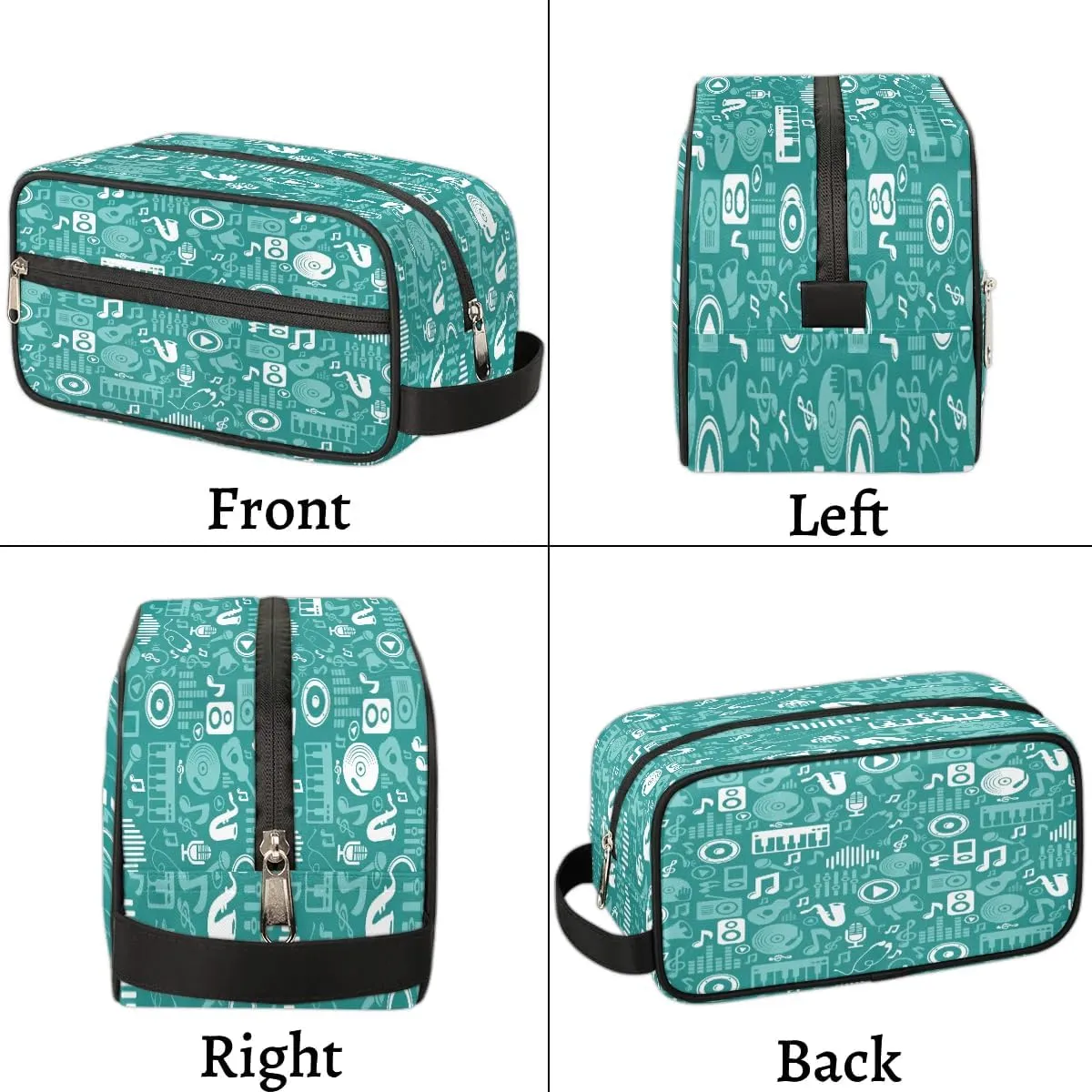 Music Notes Piano Travel Toiletry Bag for Women Men Small Cosmetic Makeup Organizer Water Resistant Shaving Bag Portable Make Up Bag Storage Bags with Handle