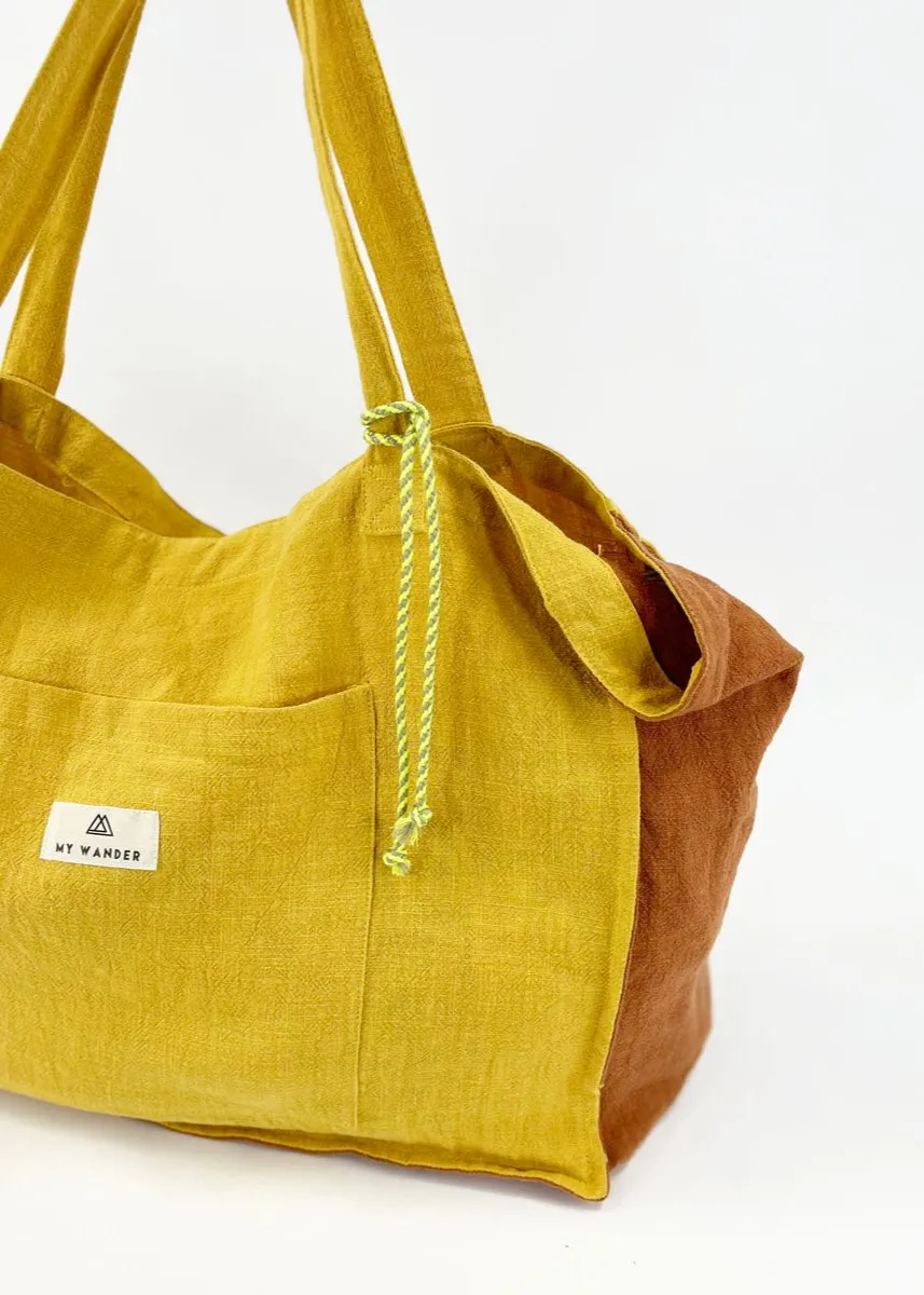 Mustard Linen Medium Bag