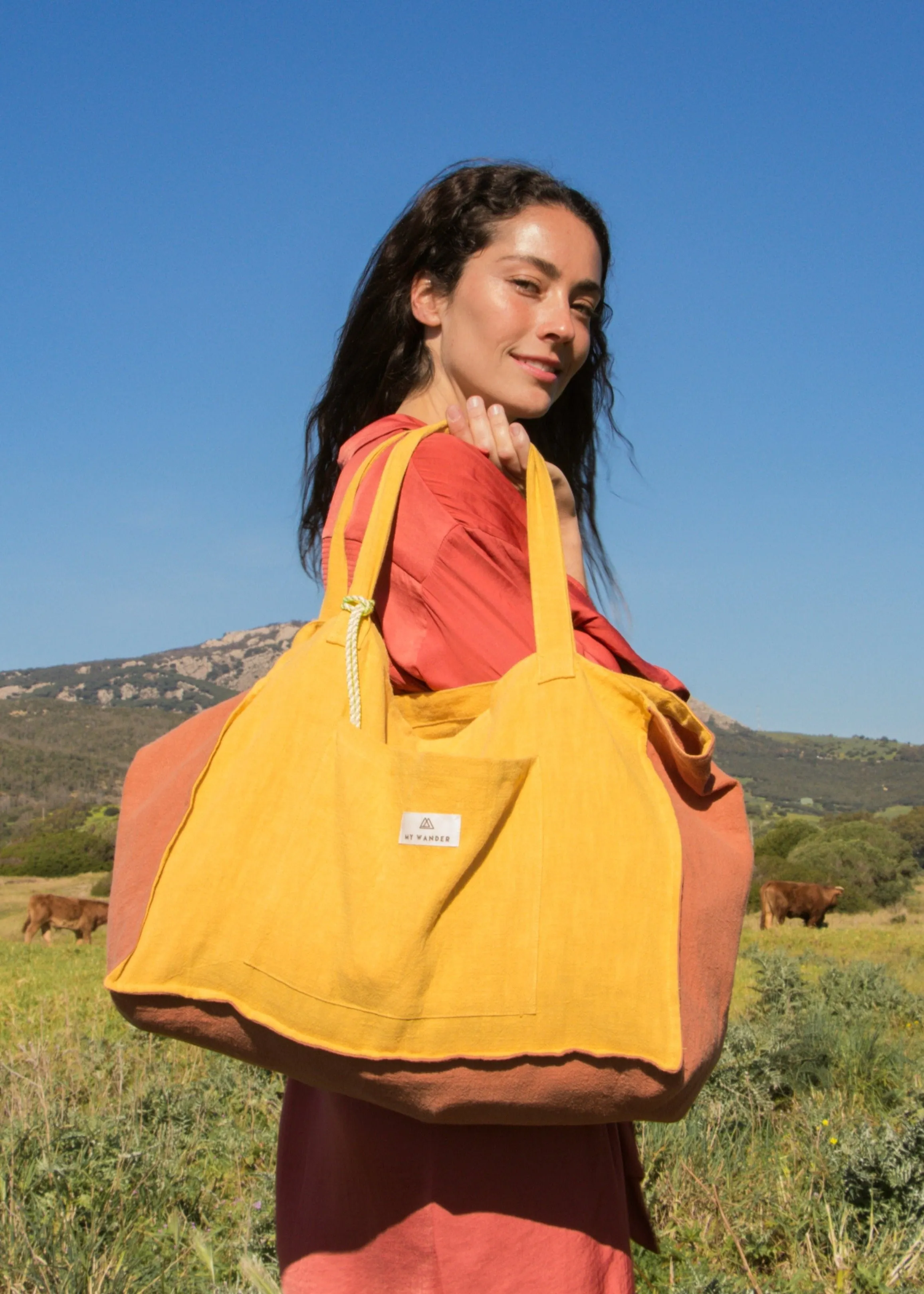 Mustard Linen Medium Bag