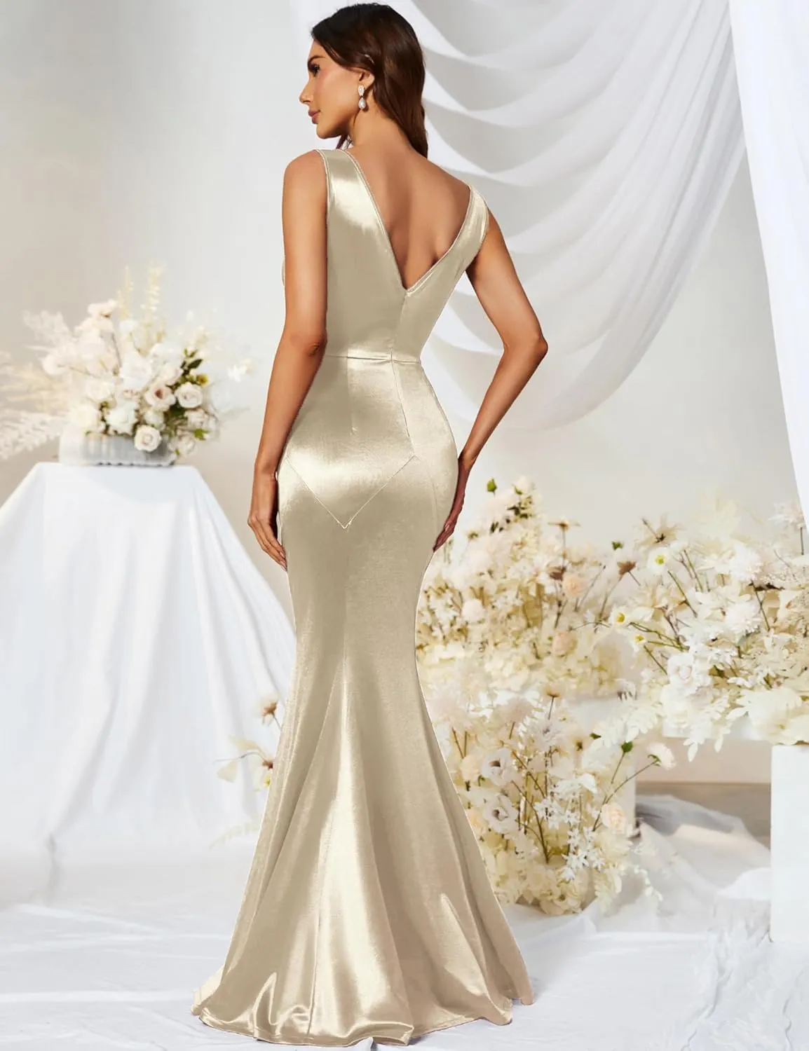MUXXN Women's 30s Brief Elegant Mermaid Sleeveless Gowns Formal Evening Dress