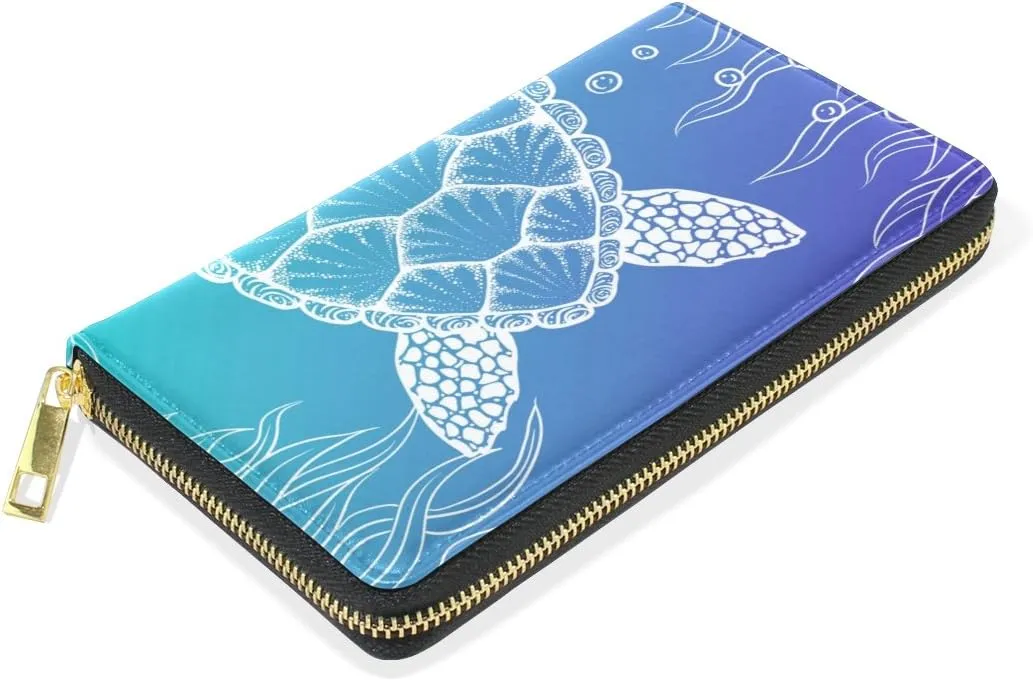 My Little Nest Women Genuine Leather Wallet Purse Vivid Color Ocean Sea Turtle Card Holder Organizer Clutch