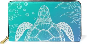 My Little Nest Women Genuine Leather Wallet Purse Vivid Color Ocean Sea Turtle Card Holder Organizer Clutch