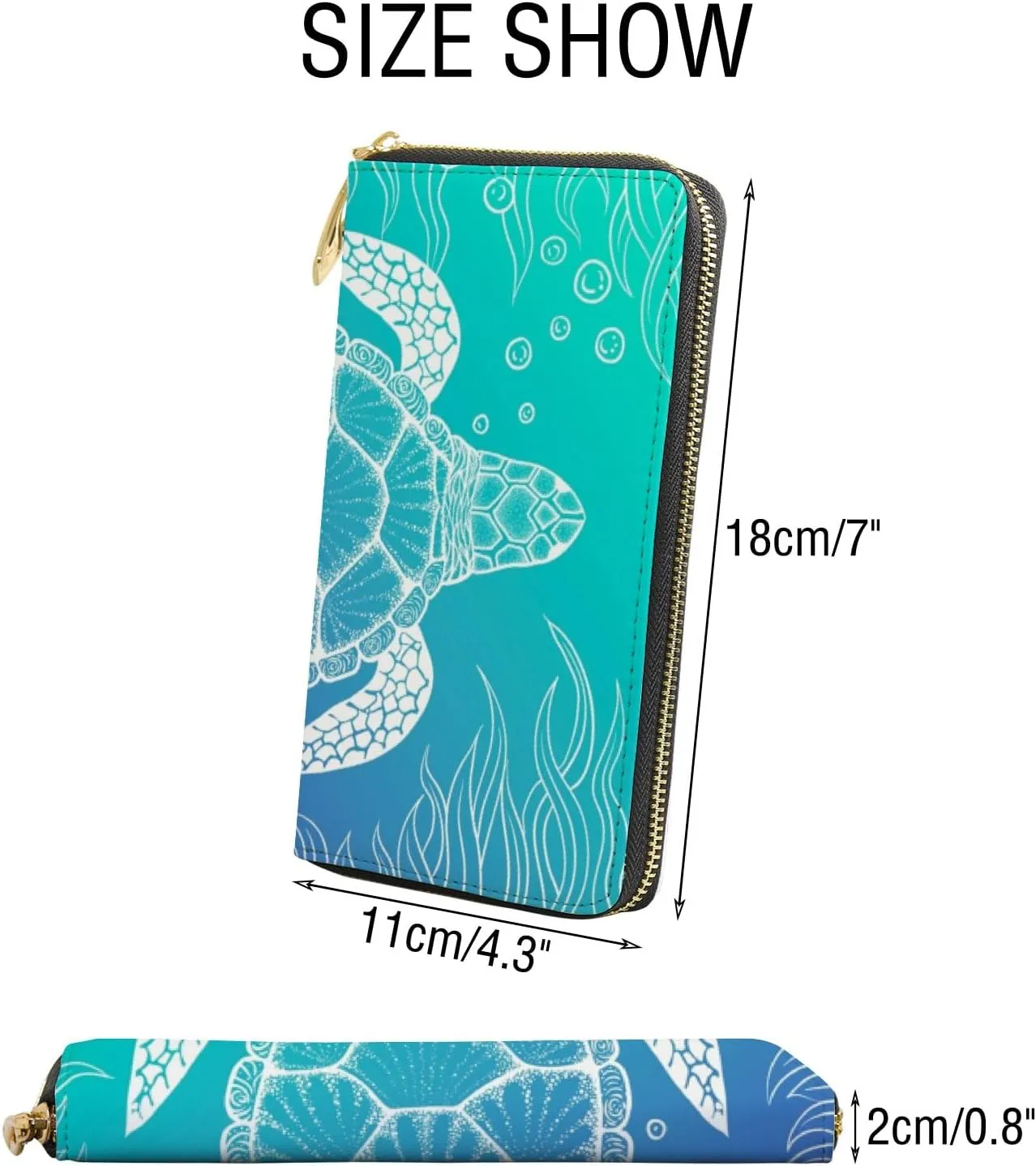 My Little Nest Women Genuine Leather Wallet Purse Vivid Color Ocean Sea Turtle Card Holder Organizer Clutch