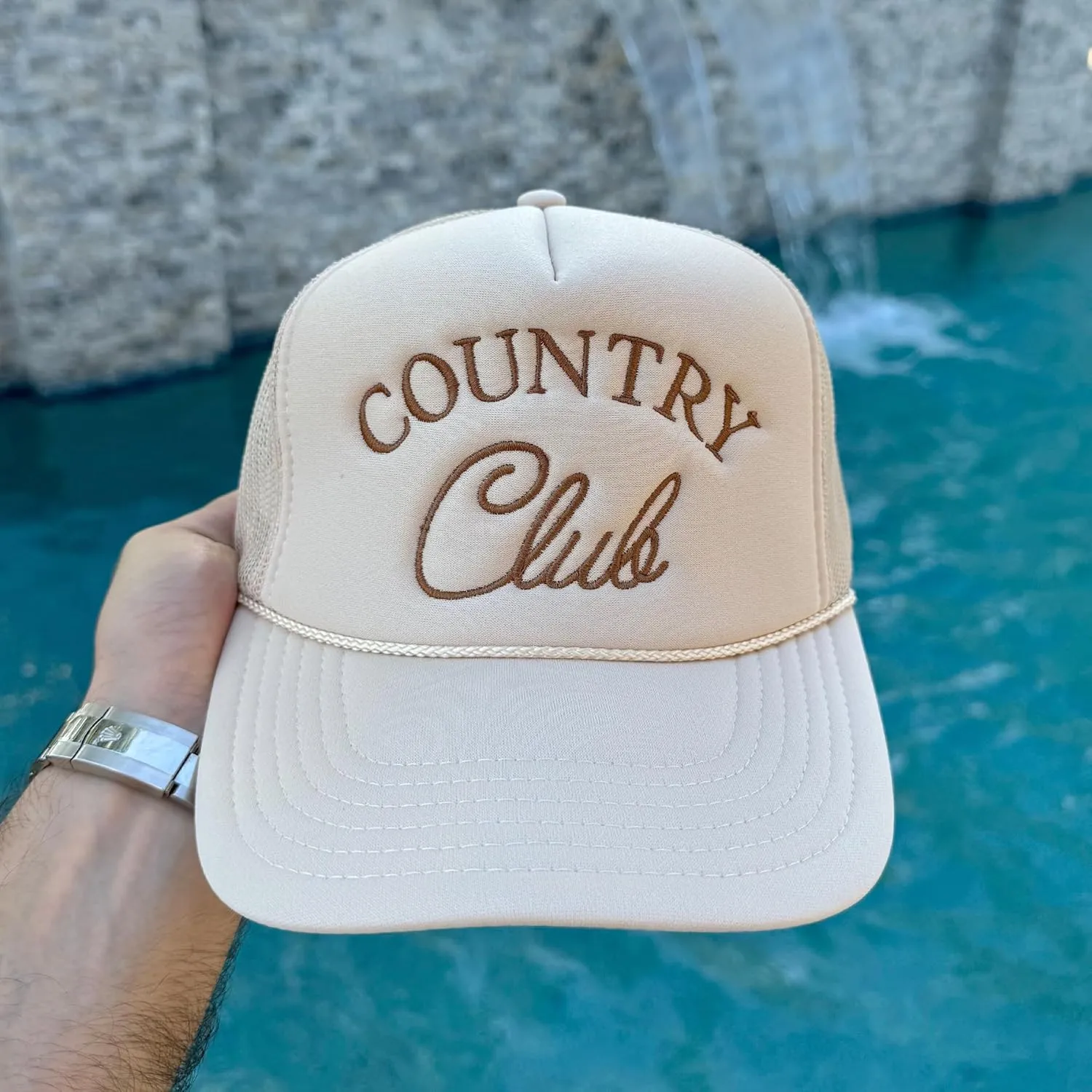 NACRE APPAREL Embroidered Trucker Hat Embroidery Design Trucker Hat Adjustable Baseball Hat