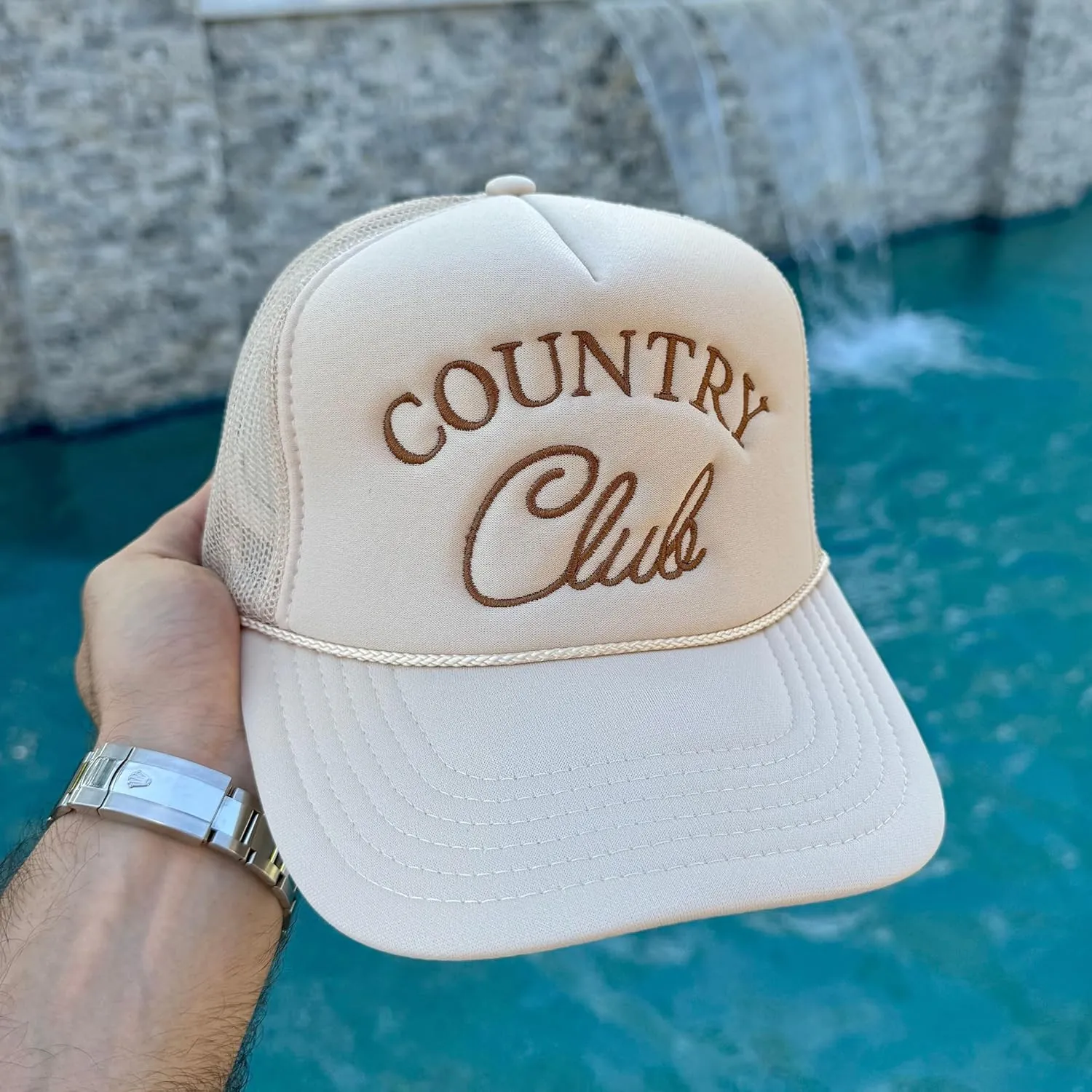 NACRE APPAREL Embroidered Trucker Hat Embroidery Design Trucker Hat Adjustable Baseball Hat