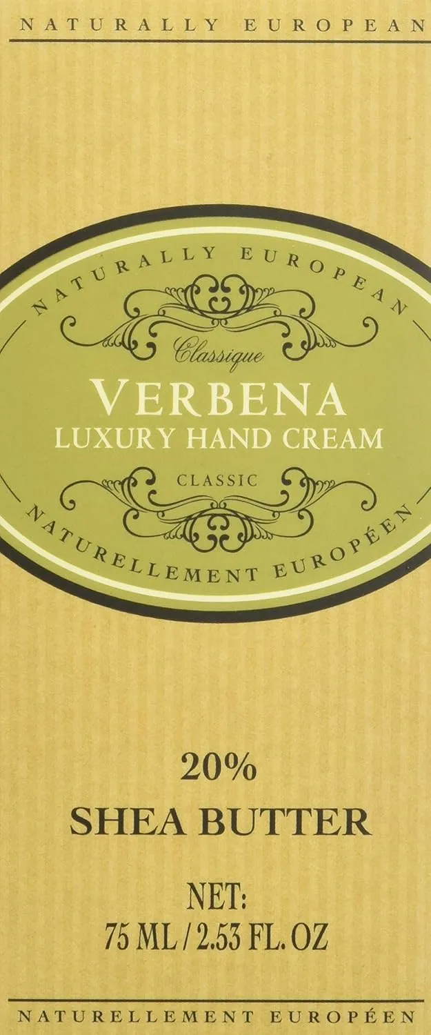 Naturally European VERBENA Luxury Hand Cream Boxed 20% Shea Butter 75ml (Pack of 2)