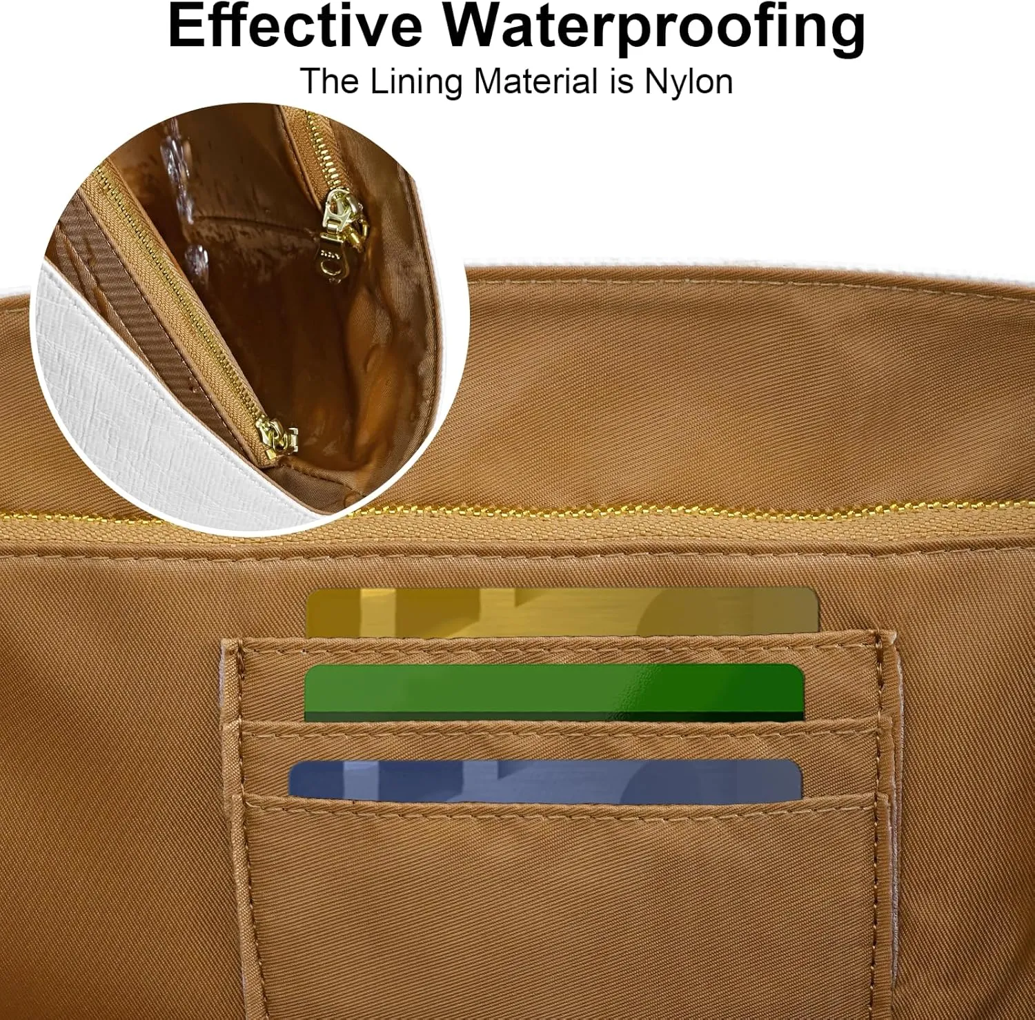New Dupont Paper Purse Organizer Insert for Longchamp Le Pliage L Handbag Insert (White&Brown, Large)