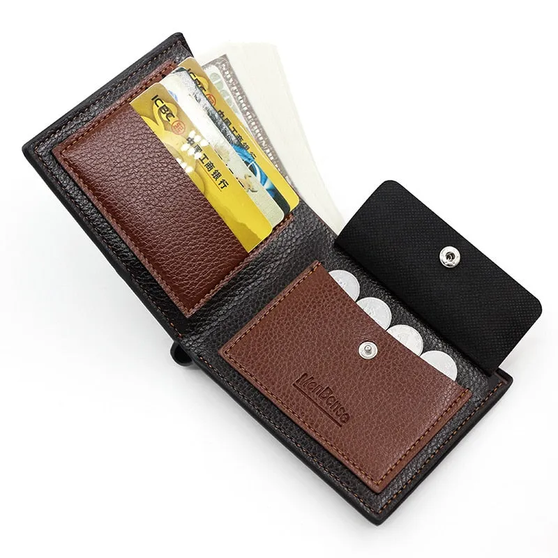 New fashion splicing men wallet PU leather Two fold Purse Short large capacity coin change Multi card ID bag Men&#39;s wallet