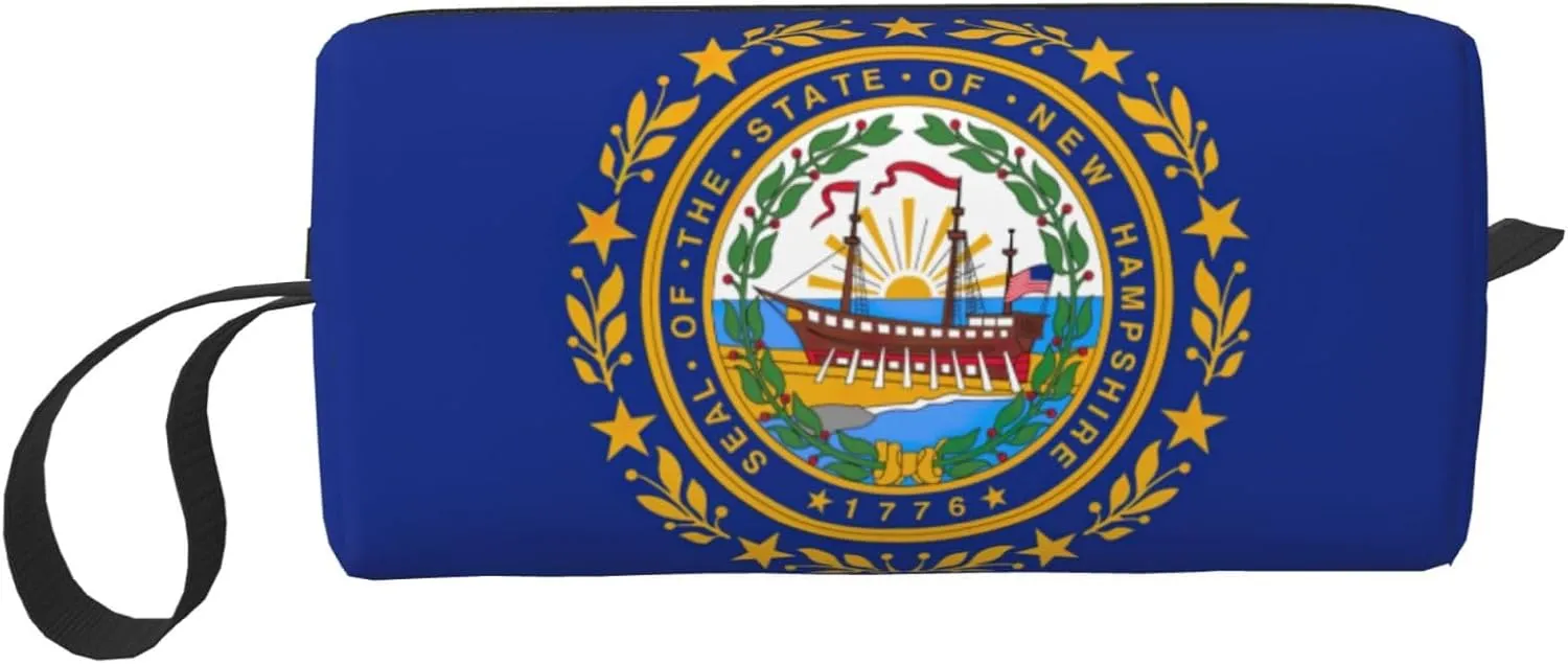 New Hampshire state flag print Large Capacity Travel Makeup Case Organizer Makeup Bag Portable Cosmetic Bag For Women