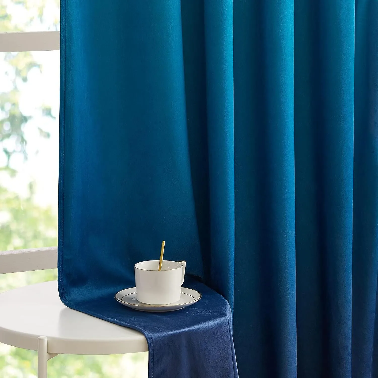 NICETOWN Navy Ombre Velvet Curtains for Bedroom, Room Darkening Velvet Drapes Thermal Insulated Sleek Design Window Treatment for Kids Room/Boys Room, W50 x L84, 2 Panels