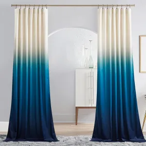 NICETOWN Navy Ombre Velvet Curtains for Bedroom, Room Darkening Velvet Drapes Thermal Insulated Sleek Design Window Treatment for Kids Room/Boys Room, W50 x L84, 2 Panels