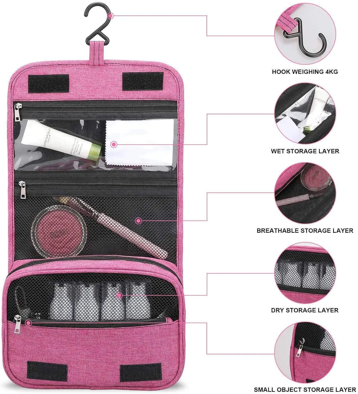 Night Flowers Travel Toiletry Bag for Women,Hanging Toiletry Organizer with Hook, Makeup Bag Travel Organizer for Shampoo,Toiletriesl