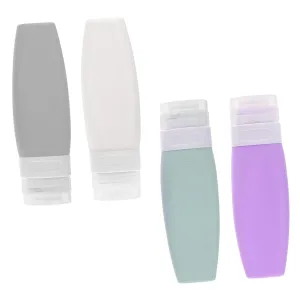 NOLITOY Travel Lotion Dispenser Set 4pcs Silicone Emulsion Storage Bags Easy-open Design