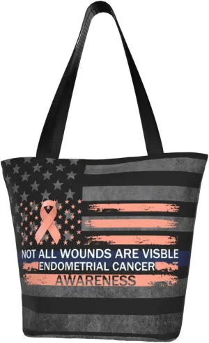 Not All Wounds Are Visible Endometrial Cancer Awareness Fashion Shoulder Bag Large Capacity For Man Or Woman