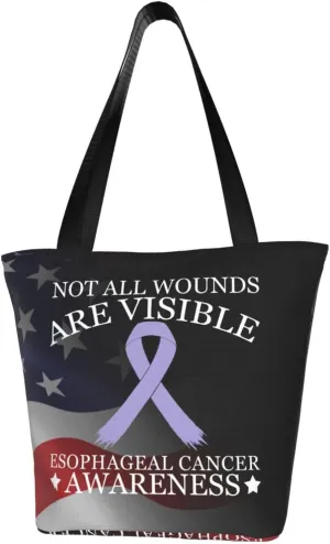 Not All Wounds Are Visible Esophageal Cancer Awareness Fashion Shoulder Bag Large Capacity For Man Or Woman