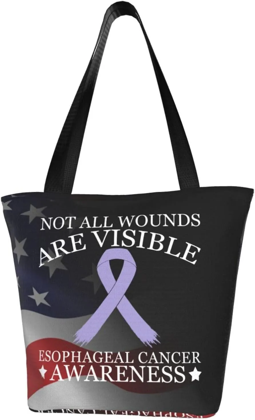 Not All Wounds Are Visible Esophageal Cancer Awareness Fashion Shoulder Bag Large Capacity For Man Or Woman