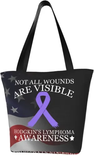 Not All Wounds Are Visible Hodgkin'S Lymphoma Awareness Fashion Shoulder Bag Large Capacity For Man Or Woman