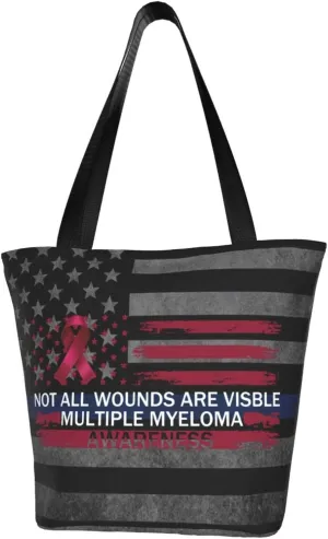Not All Wounds Are Visible Multiple Myeloma Awareness Fashion Shoulder Bag Large Capacity For Man Or Woman