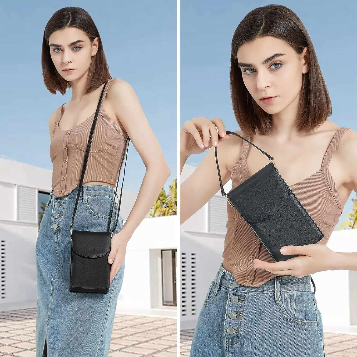 nuoku Crossbody Phone Bag for Women, Mini Crossbody Purse, Small Phone Wallet Crossbody with Removable Card Holder