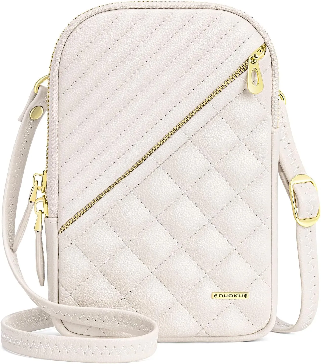 nuoku Small Crossbody Bags for Women Vegan Leather Cell Phone Wallet Purses for Women with Double Zipper,RFID Wallet