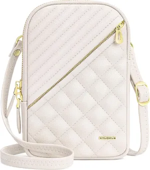 nuoku Small Crossbody Bags for Women Vegan Leather Cell Phone Wallet Purses for Women with Double Zipper,RFID Wallet