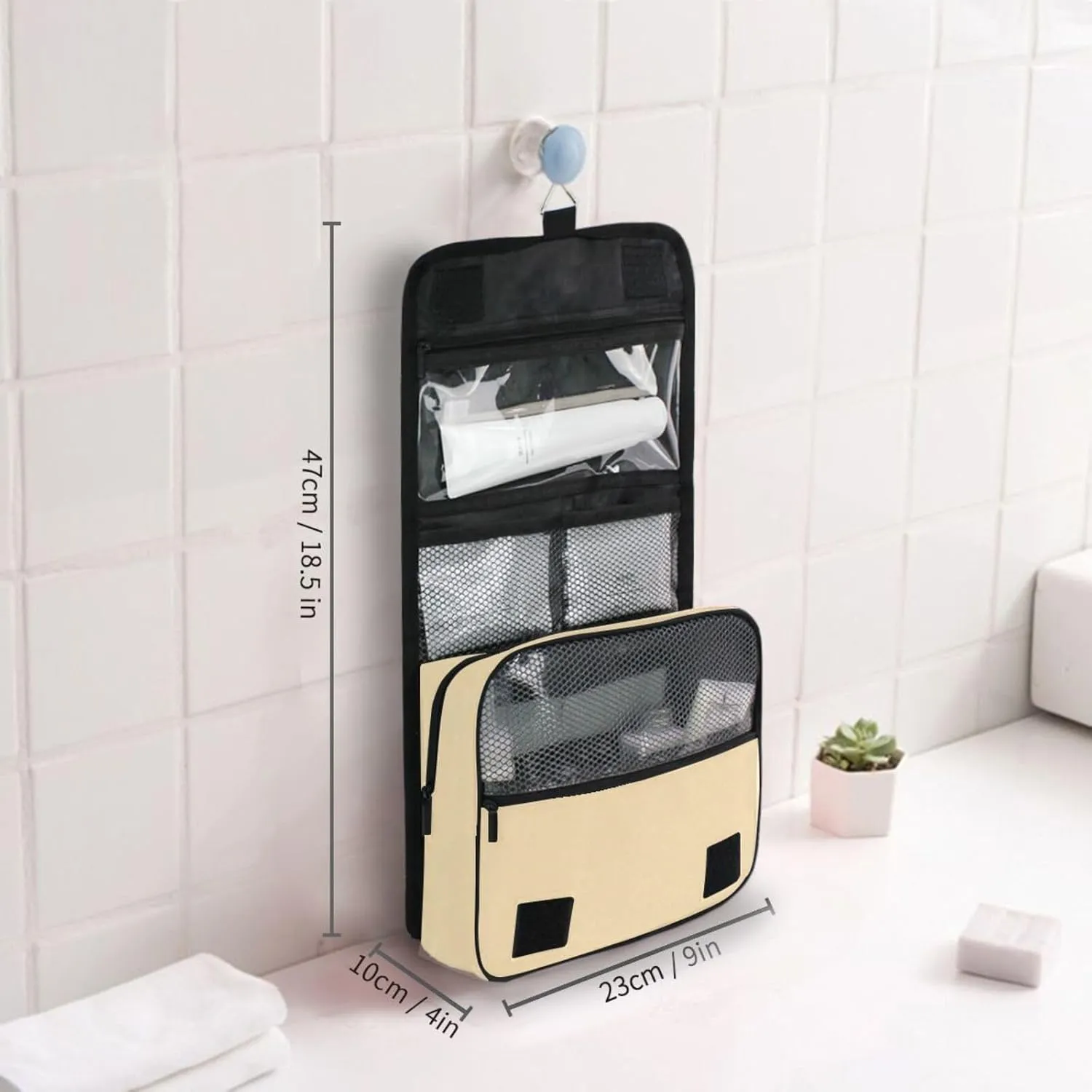 ODAWA Toiletry Bags Peach Makeup Organizer with Hook Travel Toiletry Bag for Women and Men