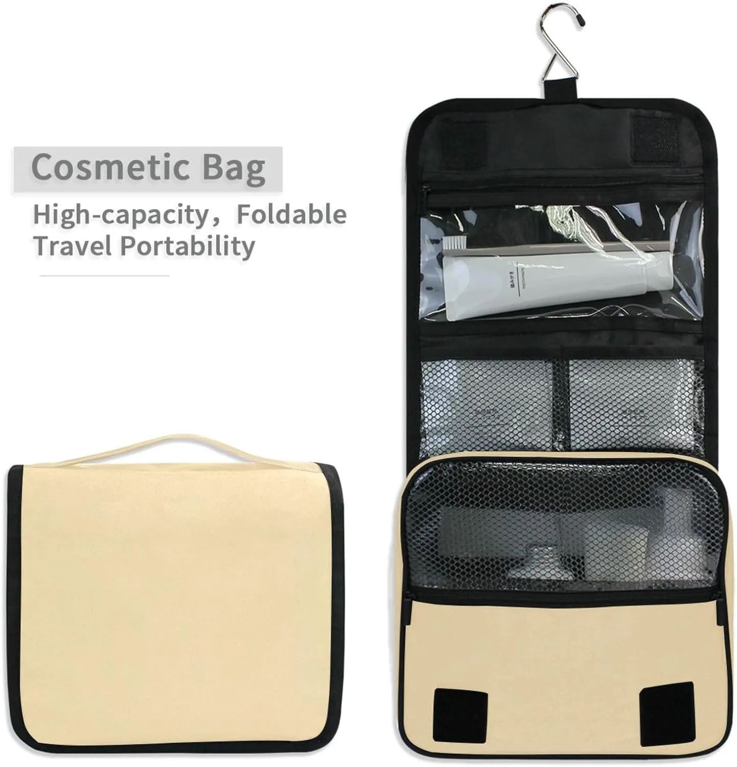 ODAWA Toiletry Bags Peach Makeup Organizer with Hook Travel Toiletry Bag for Women and Men