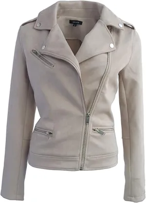 ODCOCD Faux Suede Jacket for Women Long Sleeve Zipper Up Casual Outwear