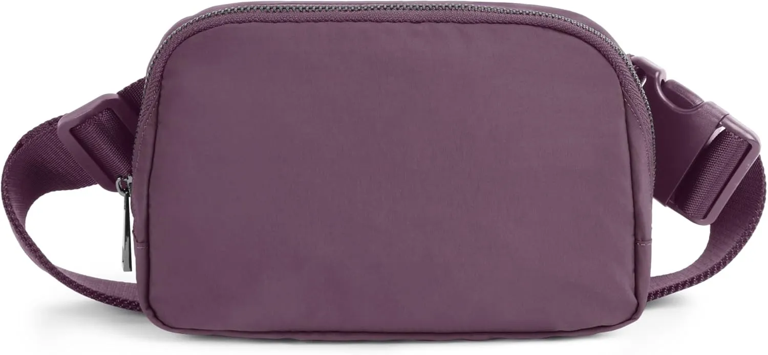 ODODOS Unisex Mini Belt Bag with Adjustable Strap Small Fanny Pack for Workout Running Traveling Hiking, Plum