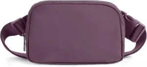 ODODOS Unisex Mini Belt Bag with Adjustable Strap Small Fanny Pack for Workout Running Traveling Hiking, Plum