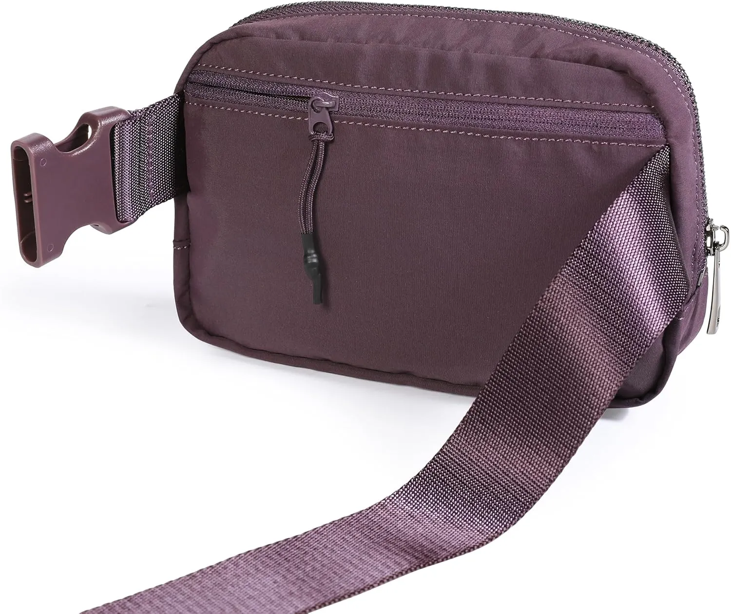 ODODOS Unisex Mini Belt Bag with Adjustable Strap Small Fanny Pack for Workout Running Traveling Hiking, Plum