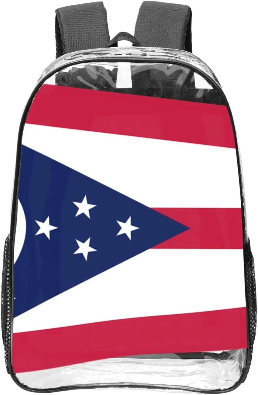 Ohio State Flag Transparent Backpack-16-Inch Pvc Clear Backpack With Side Pockets,Black