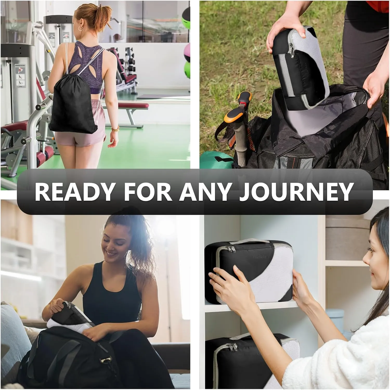 OlarHike 8 Set Packing Cubes for Travel, 4 Various Sizes(Extra Large,Large,Medium,Small), Luggage Organizer Bags for Travel Accessories Essentials, Cubes for Carry on Suitcases (Black)