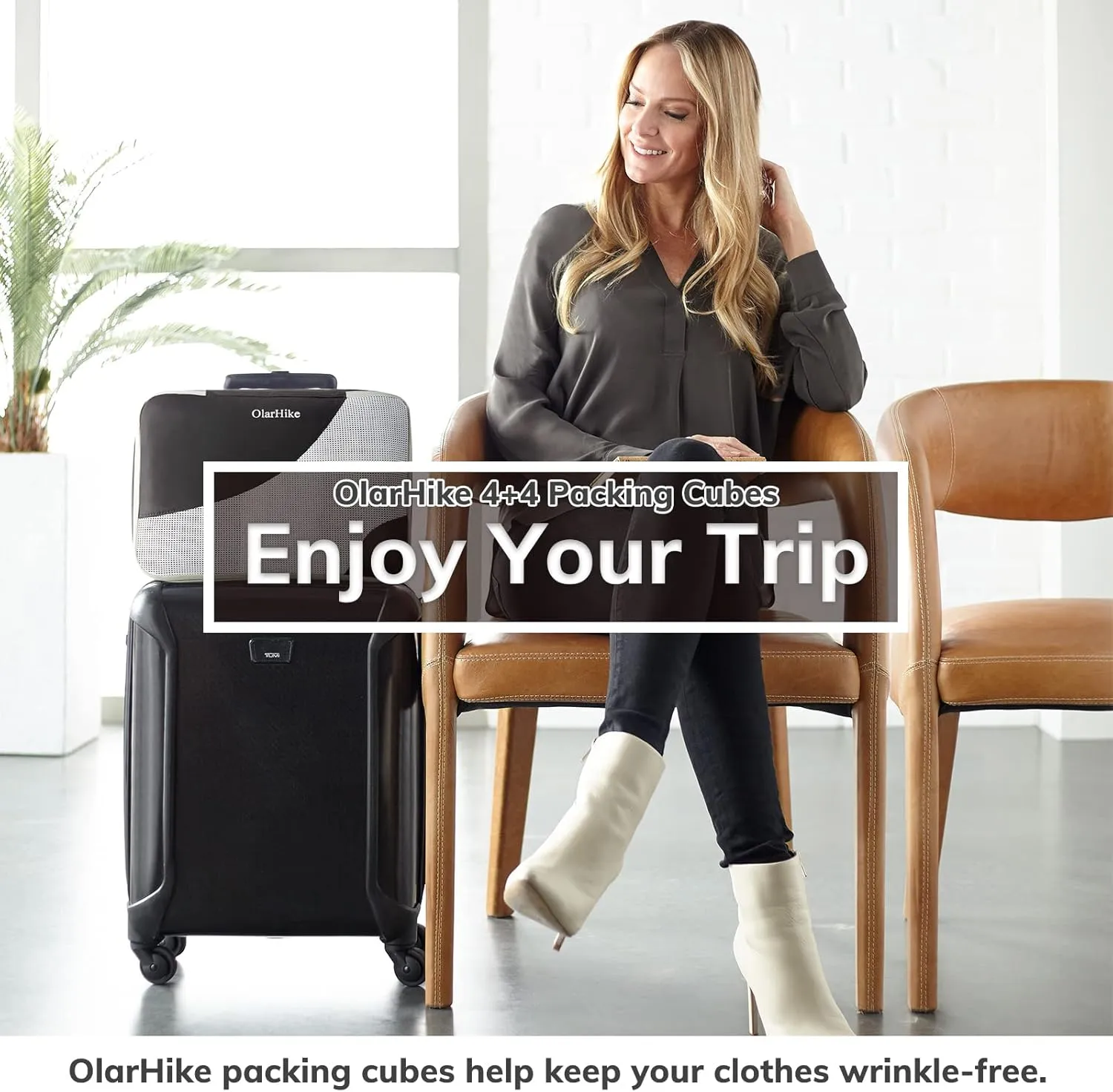 OlarHike 8 Set Packing Cubes for Travel, 4 Various Sizes(Extra Large,Large,Medium,Small), Luggage Organizer Bags for Travel Accessories Essentials, Cubes for Carry on Suitcases (Black)