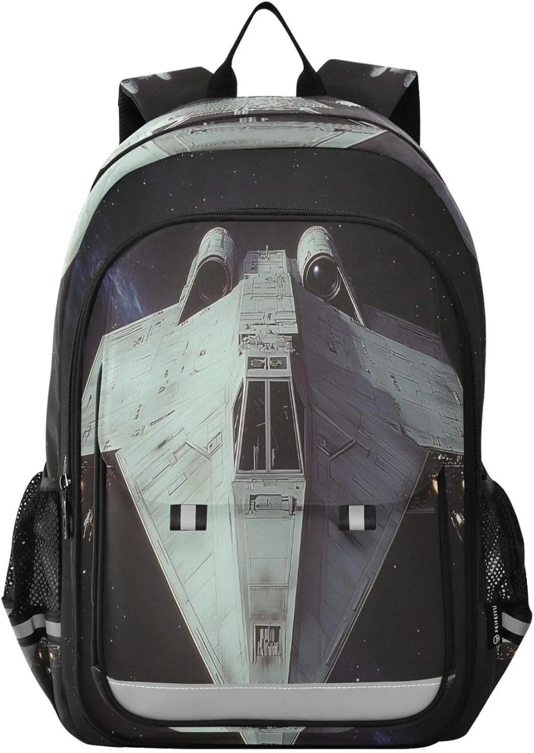 Old White Spacecraft Multi Compartment Student Backpack Reflective Stripes Travel Bag Casual Daypack School Bags for Boys Girls