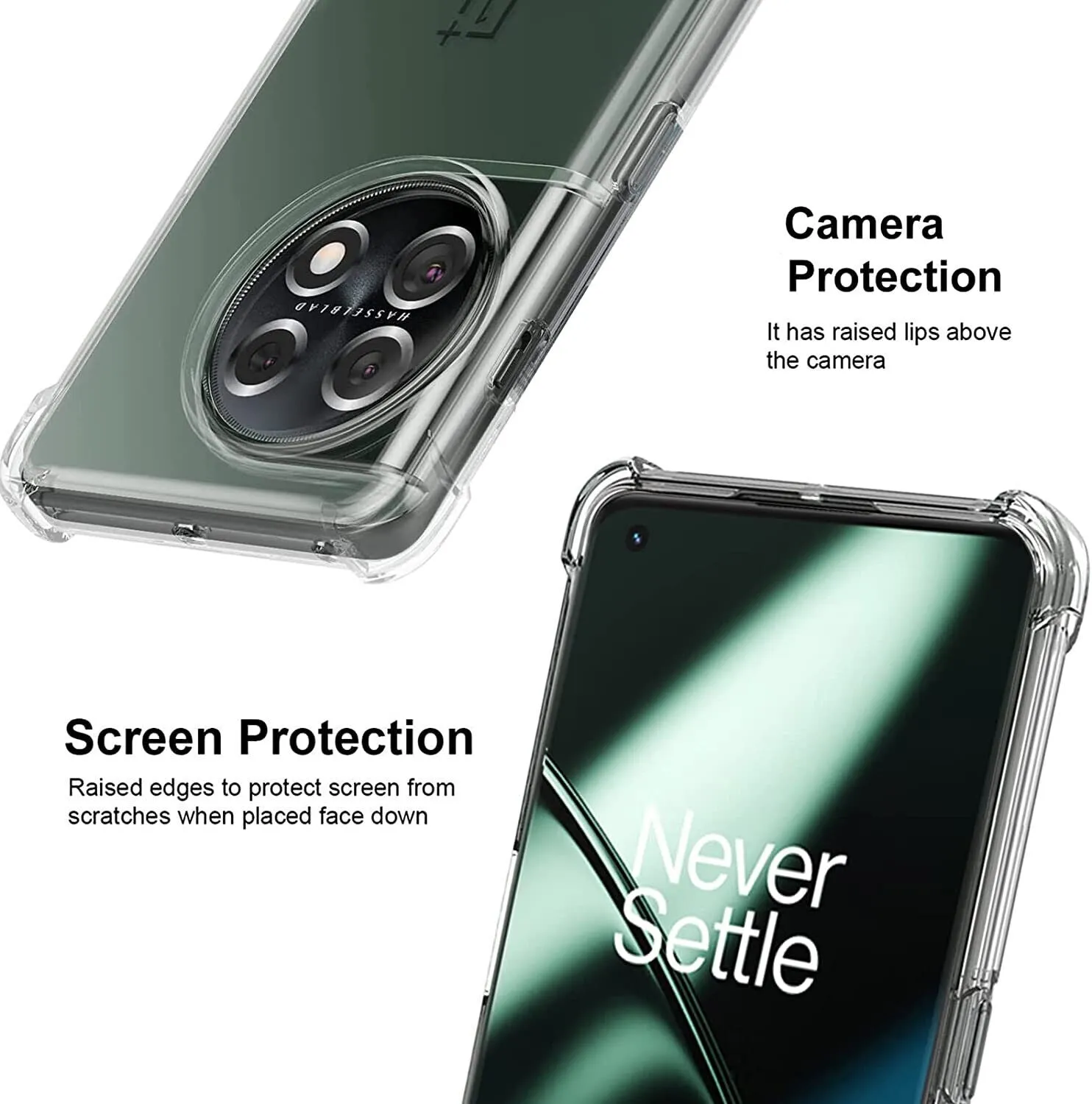 OnePlus 11 Case, Clear Silicone Slim Shockproof Gel Phone Cover