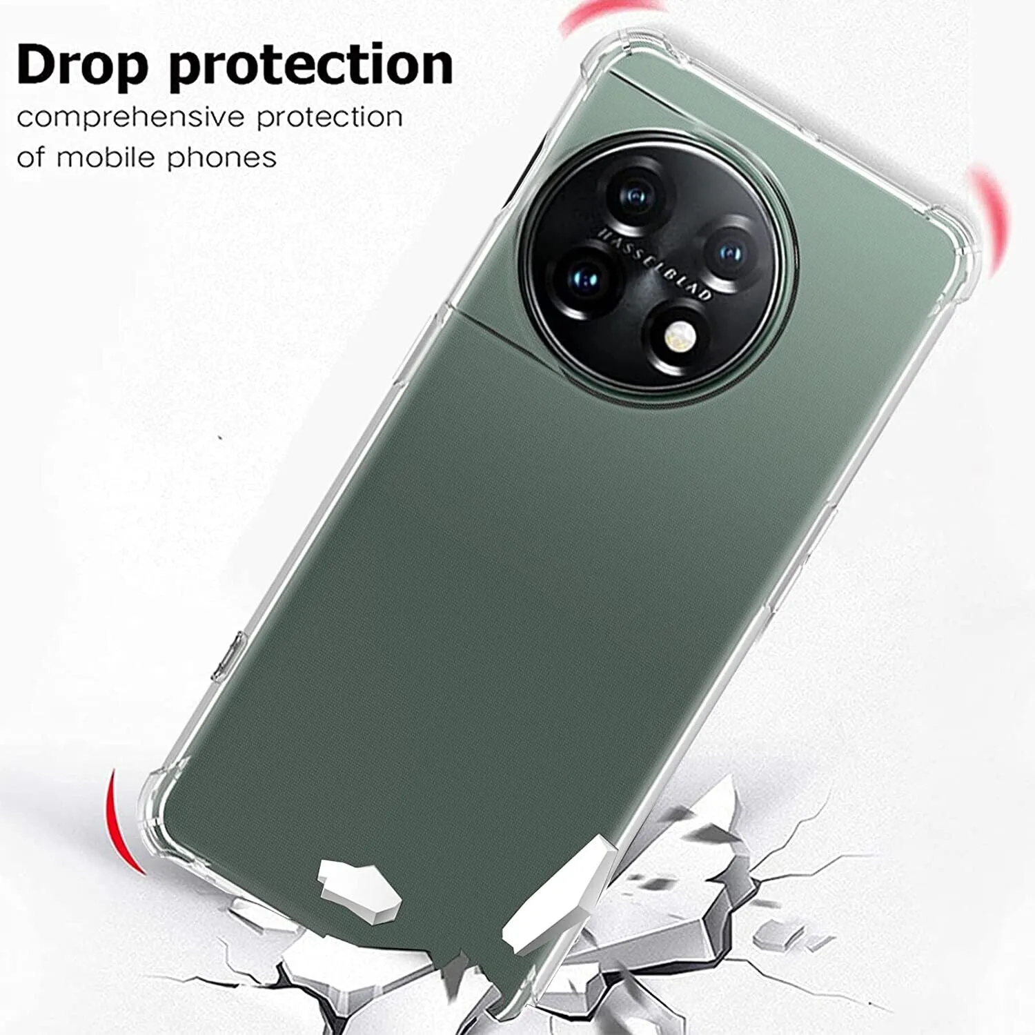 OnePlus 11 Case, Clear Silicone Slim Shockproof Gel Phone Cover