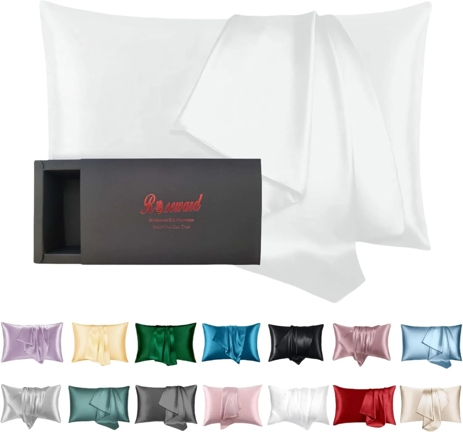 Organic White Silk Pillow Cases with Zipper Made in USA,100% 22 Momme Mulberry Silk Pillowcase for Hair and Face, Anti Acne, Anti Wrinkle, Hypoallergenic, Anti Aging (White, Standard)