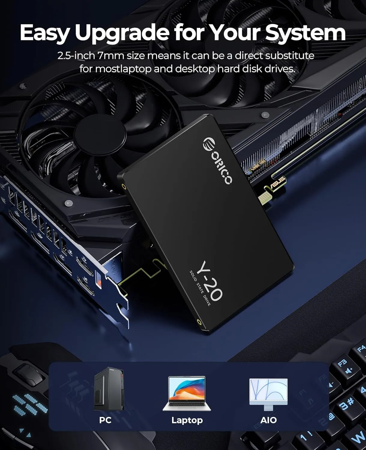 ORICO 128GB SATA SSD 2.5 Inch Internal Solid State Drive, Read Speed up to 500MB/s, SATA III 6Gbps for Desktop Laptop NAS DIY External Drive - Y20