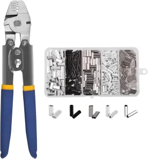 OROOTL Fishing Crimping Tool, Fishing Line Crimping Kit Stainless Steel Fishing Crimping Pliers with 500pcs Fishing Crimp Sleeves Set Wire Rope Crimping Tool 4 Crimping Sizes