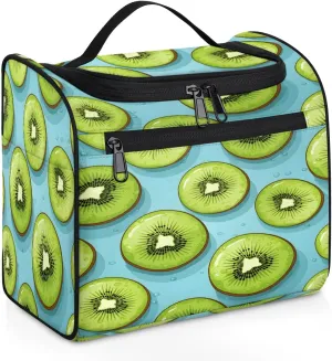 OSAM SPACE Kiwi Slices Hanging Toiletry Bag for Women Men, Summer Fruit Large Capacity Travel Cosmetic Bag Makeup Organizer for Shampoo Bathroom Shower